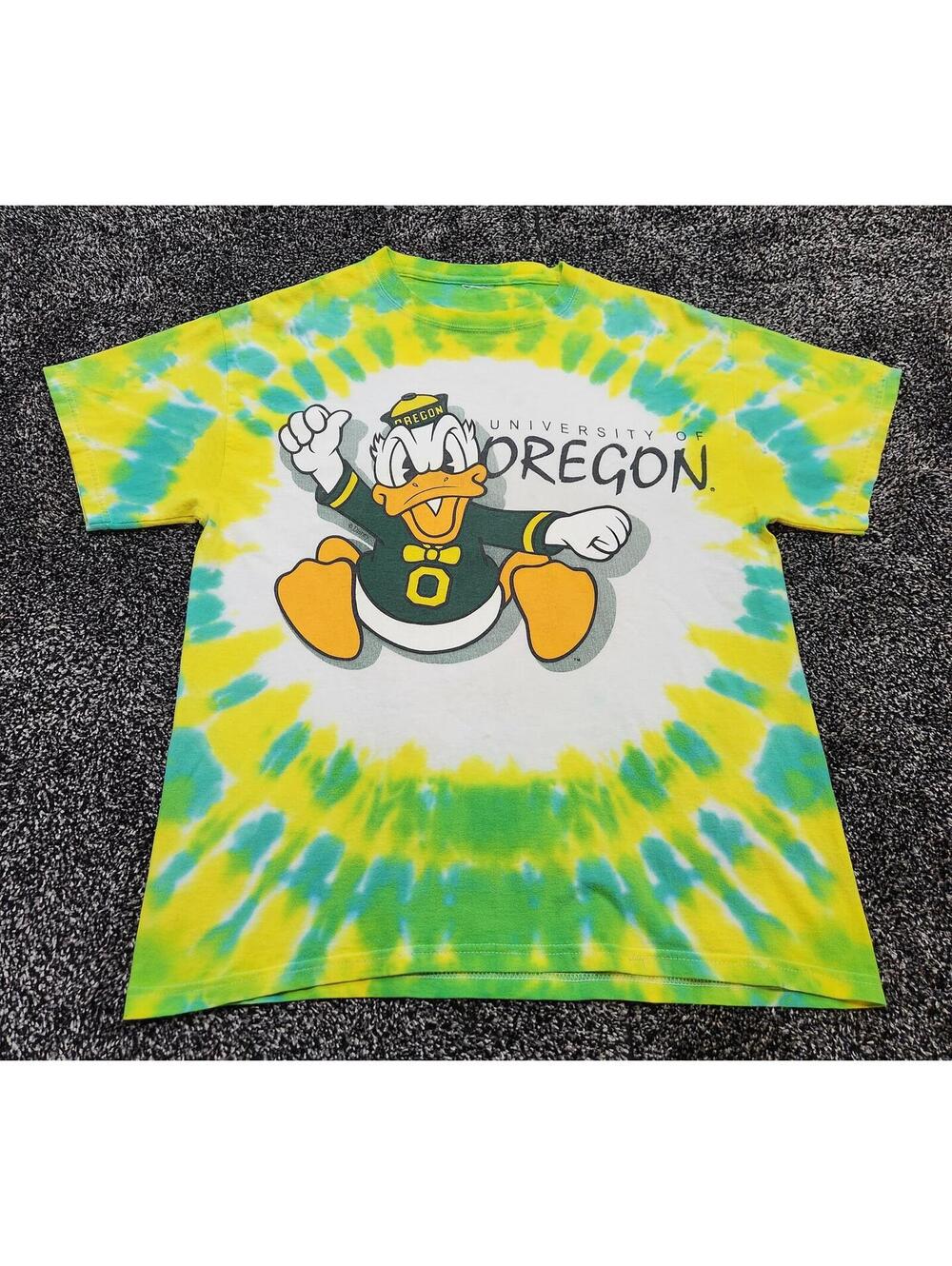 Vintage Y2K Disney University Of Oregon Tie-Dye Donald Duck T-Shirt Sz Large Men